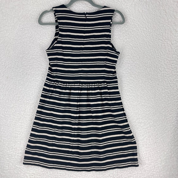 Madewell Black Tan Striped Skater Dress Womens‎ Sleeveless Pockets Size Small - Picture 10 of 12
